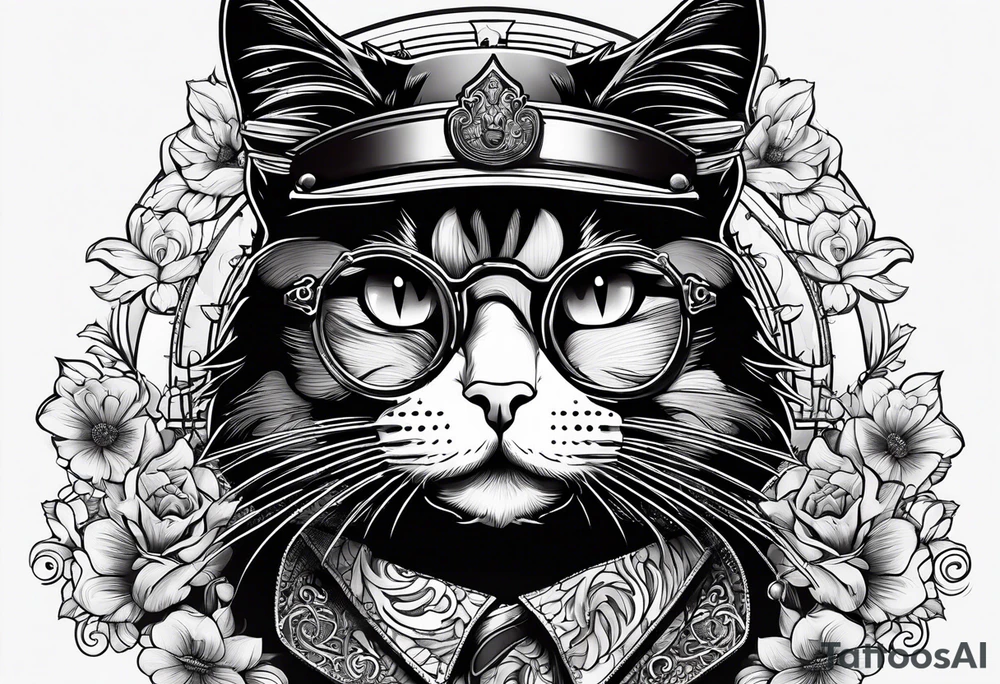 cat with cigar tattoo idea
