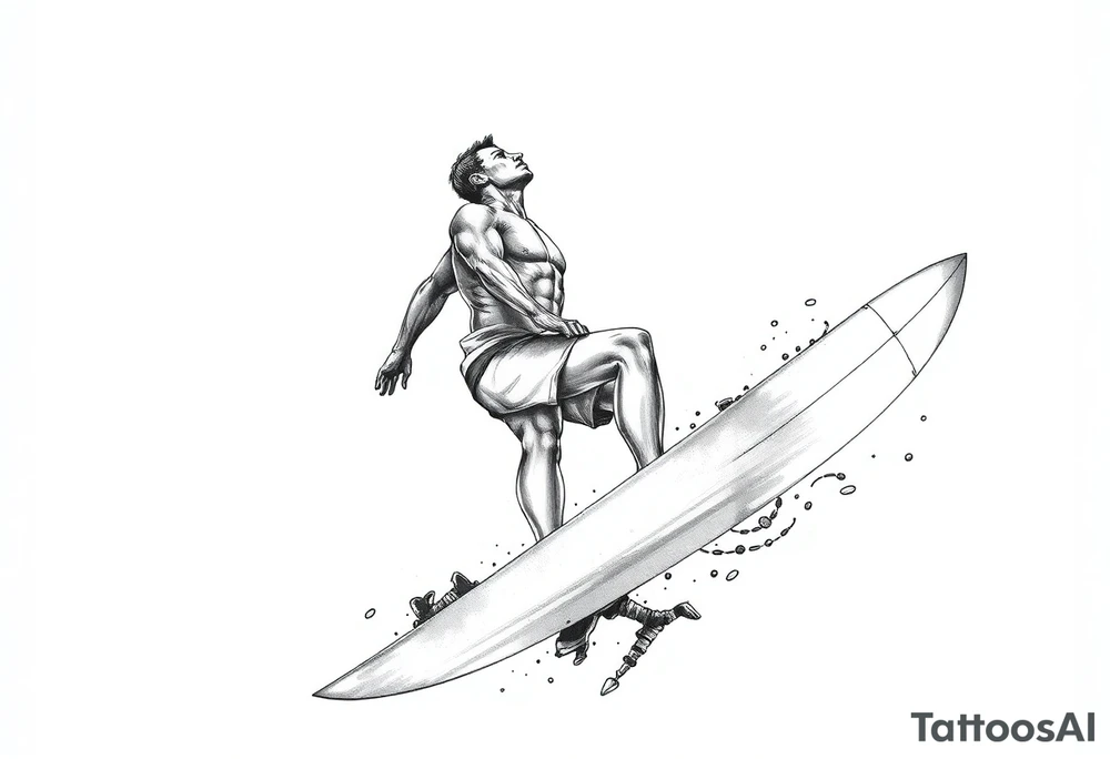 silver surfer on his board looking over in deep thought as he is in the sky tattoo idea