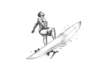silver surfer on his board looking over in deep thought as he is in the sky tattoo idea