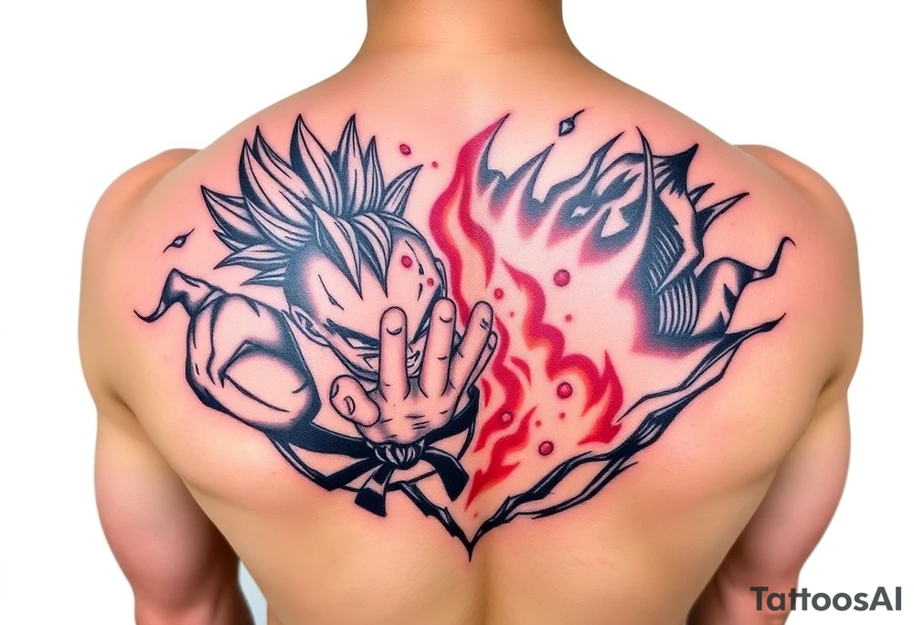 legendary dragonball z scene with energy aura and power effects tattoo idea