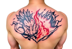 legendary dragonball z scene with energy aura and power effects tattoo idea