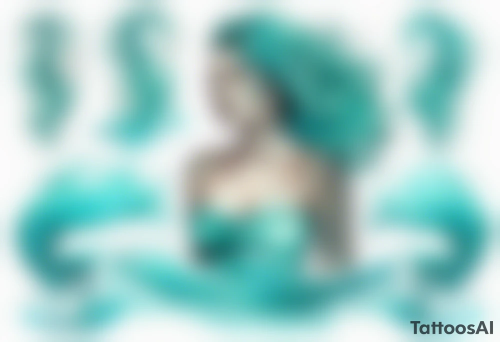 a turquoise water woman standing in the waves tattoo idea