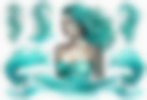 a turquoise water woman standing in the waves tattoo idea