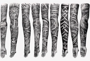 men’s arm sleeve, 1/18 and 8/31 roman numeral tattoo idea