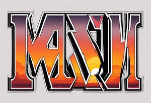 XXII VI MMXXI letters with a sunset background tattoo idea