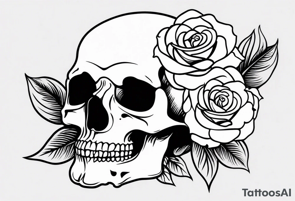 skull and roses tattoo idea