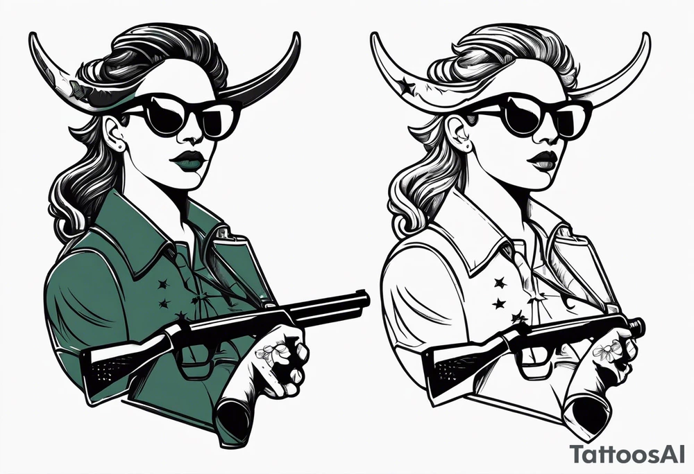 capricorn with sunglasses and a shotgun tattoo idea