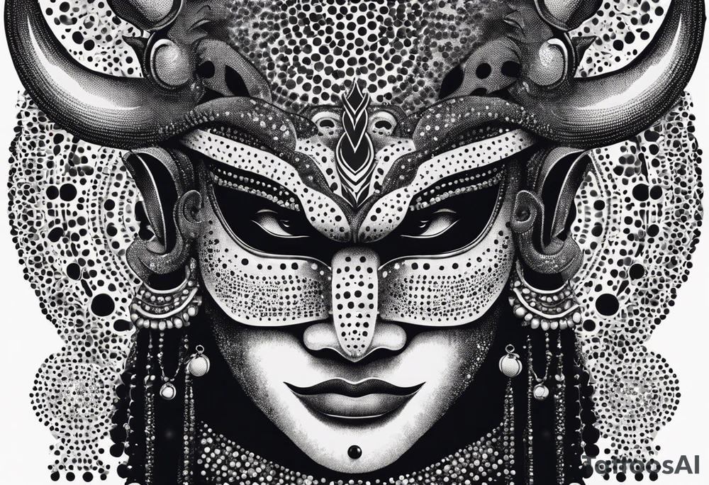 Protection against evil Oni mask tattoo idea