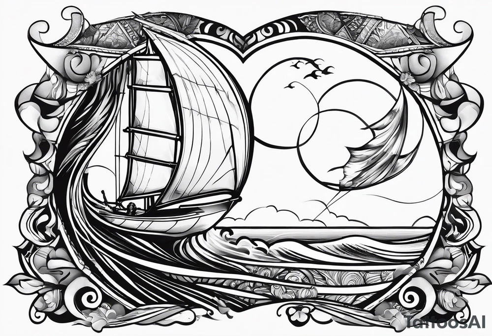 I want a tattoo of a kitesurfer with a heart-shaped sail tattoo idea