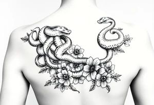 Gangster medusa snakes coming out of hair with flowers and quotes tattoo idea