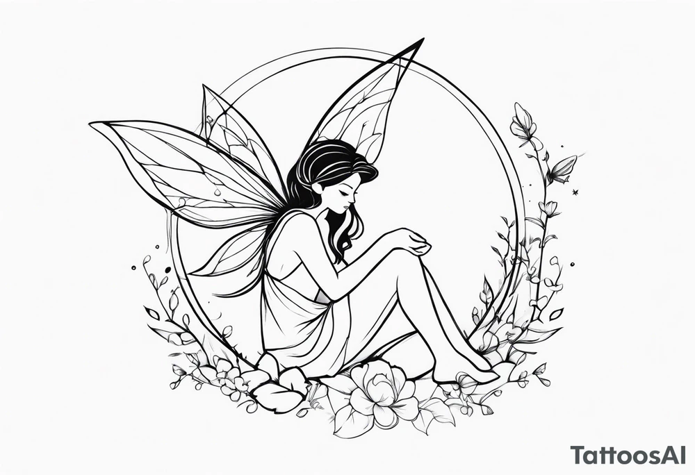 Minimal Fairy line tattoo idea