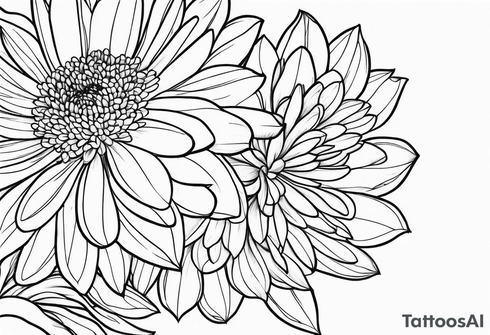 Chrysanthemum with complimentary flowers tattoo idea