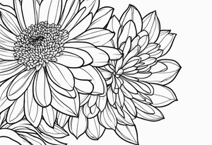 Chrysanthemum with complimentary flowers tattoo idea