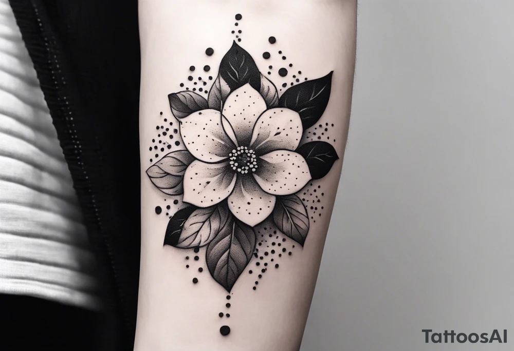 Design a minimalist tattoo featuring a combination of small flowers and leaves, arranged in a graceful, flowing pattern tattoo idea