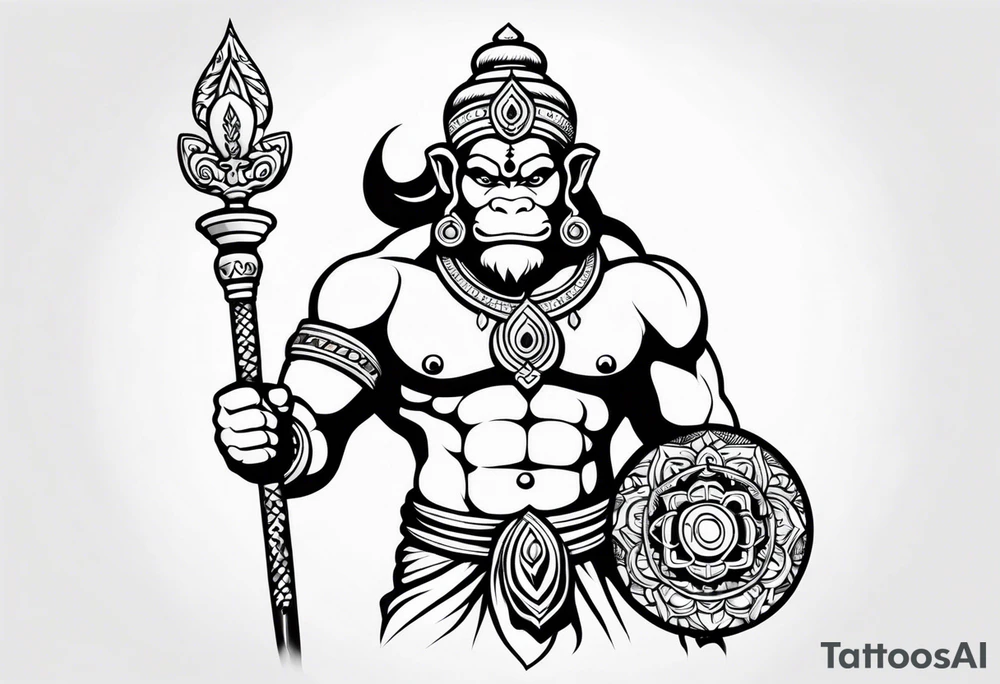 hanuman holding his mace tattoo idea