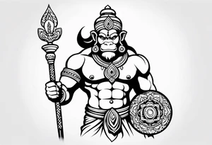 hanuman holding his mace tattoo idea