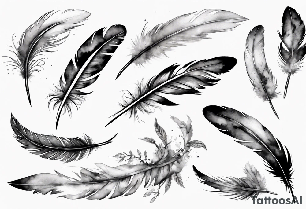 feather and birds tattoo idea