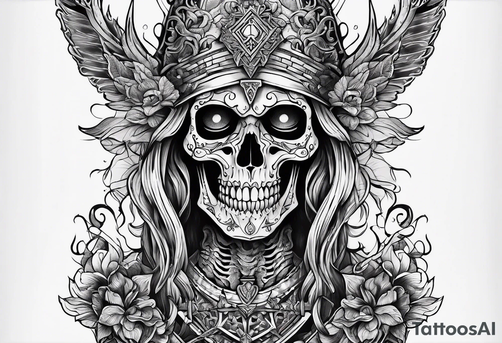creepy satanic skeleton tattoo idea