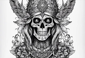 creepy satanic skeleton tattoo idea