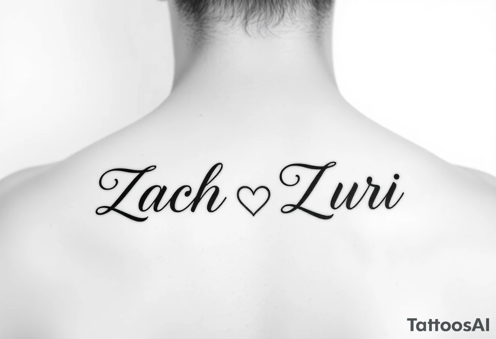 combination of 2 names, zach/zachary and zuri, also add hearts or something to symbolize a deep bond and relationship tattoo idea