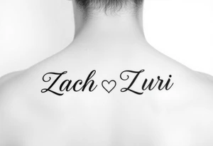 combination of 2 names, zach/zachary and zuri, also add hearts or something to symbolize a deep bond and relationship tattoo idea
