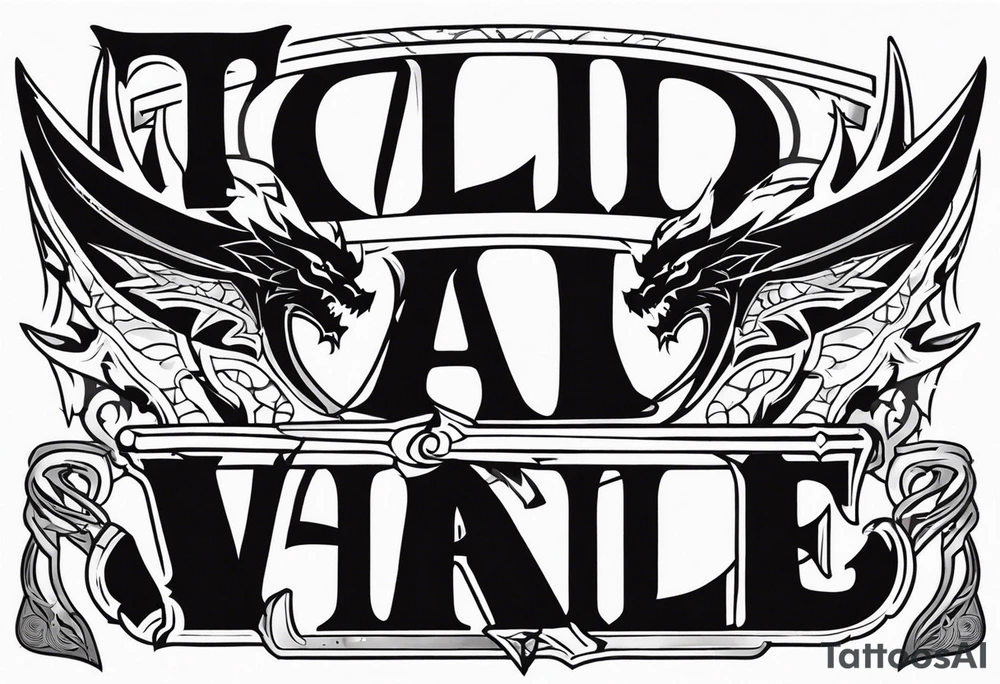 Valhalla sword shield dragon axe tattoo idea