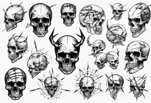 Barbed wired around skull tattoo idea