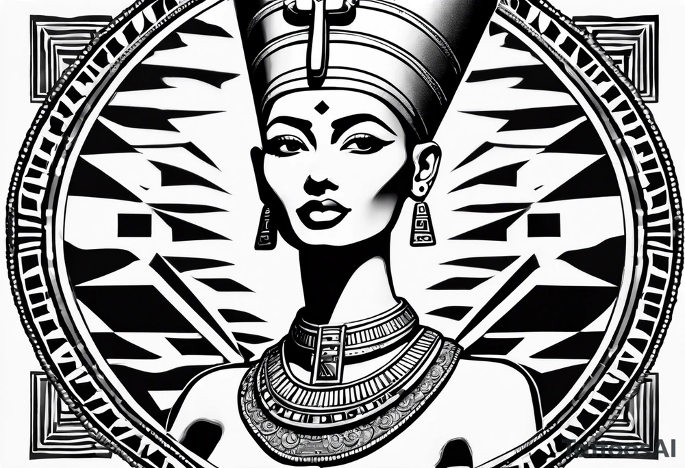 Nefertiti face semi realism tattoo idea