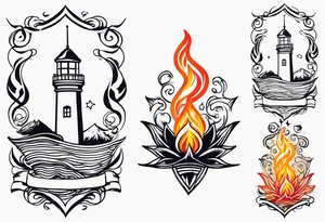 Leuchtturm Seil 
Feuer tattoo idea