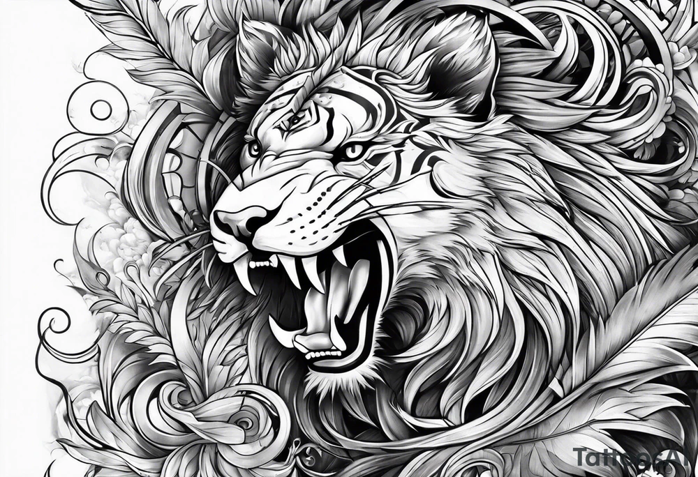 Extreme full LEG sleeve on white background tattoo idea