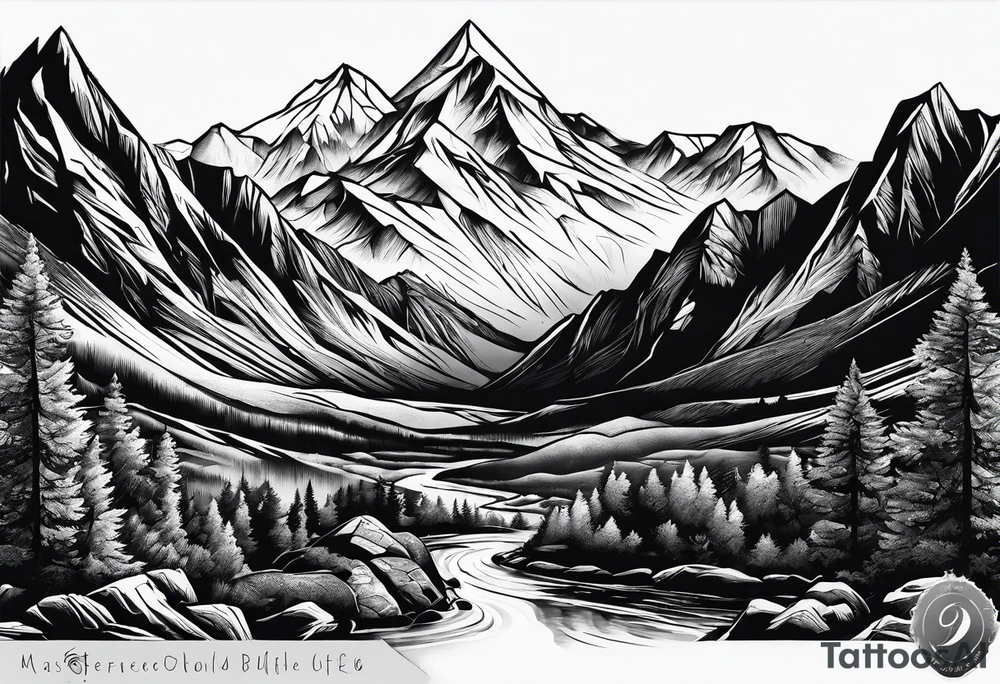 Mountain cliff tattoo idea