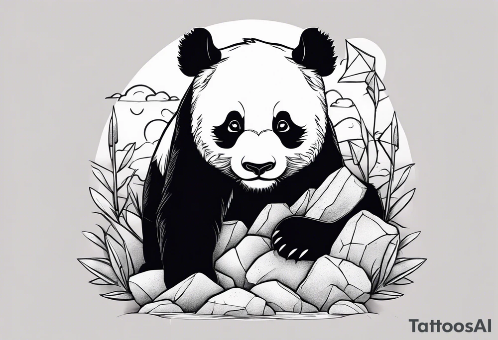 panda and rocks tattoo idea