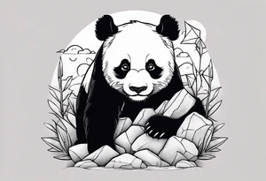 panda and rocks tattoo idea
