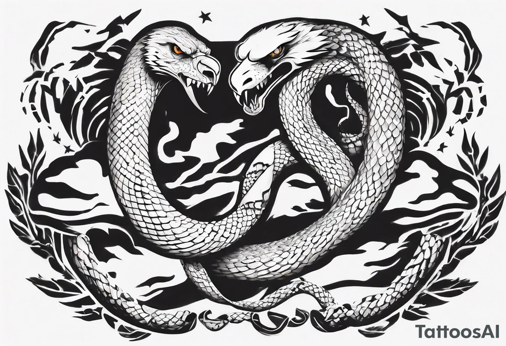 The snake is fighting with an eagle tattoo idea