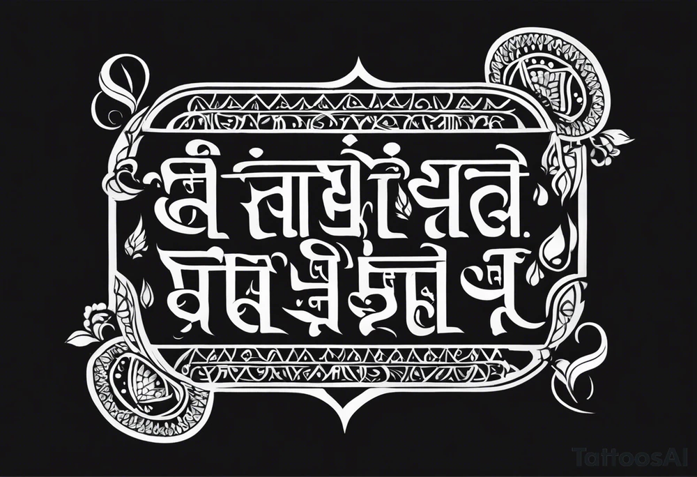 Tattoo ਨਿਰਭਉ ਨਿਰਵੈਰ written in Gurmukhi written text. Add symbols of fire and heart for strength and love tattoo idea
