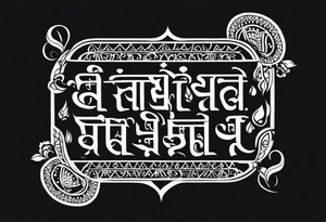 Tattoo ਨਿਰਭਉ ਨਿਰਵੈਰ written in Gurmukhi written text. Add symbols of fire and heart for strength and love tattoo idea