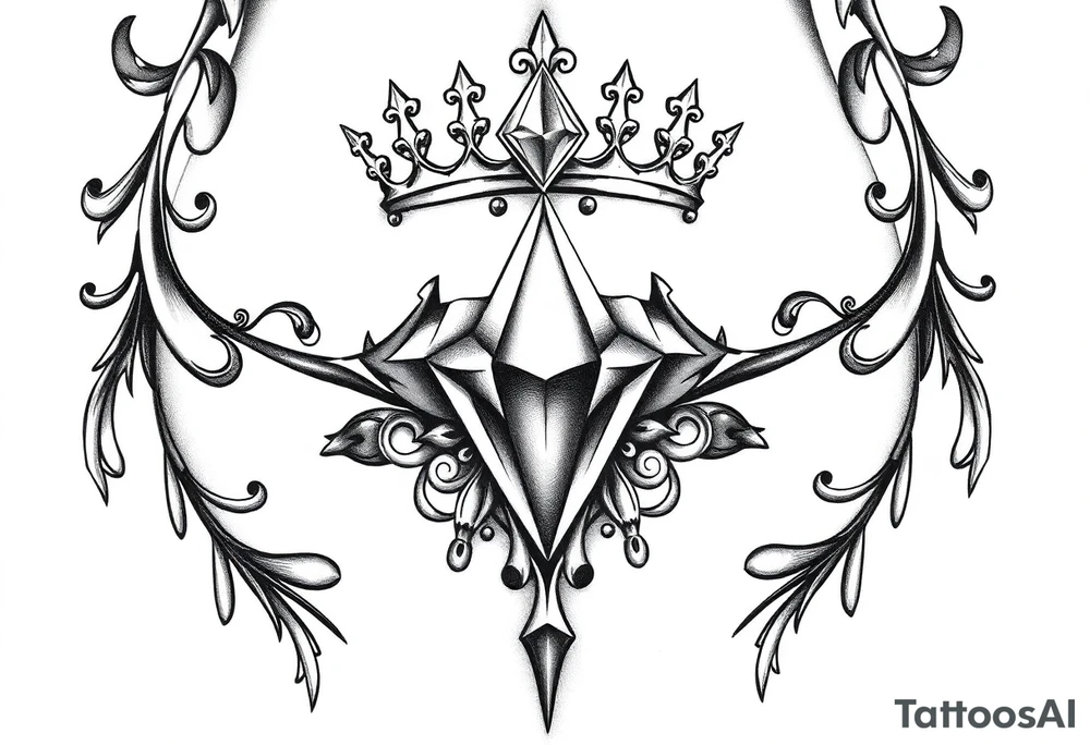 Pubic crown diamond vagina and anus tattoo idea