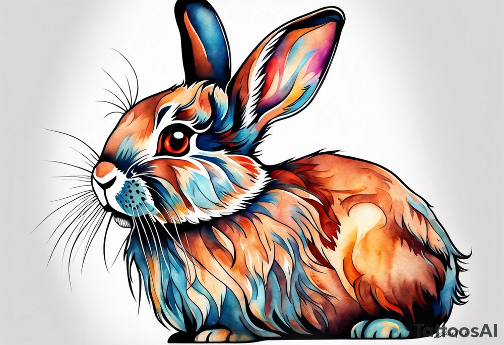 Auburn bunny rabbit with Kirsty R written underneath tattoo idea