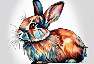 Auburn bunny rabbit with Kirsty R written underneath tattoo idea