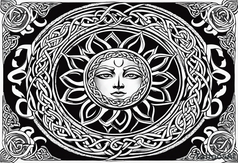 A Celtic styled sun with a snake tattoo idea