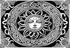 A Celtic styled sun with a snake tattoo idea