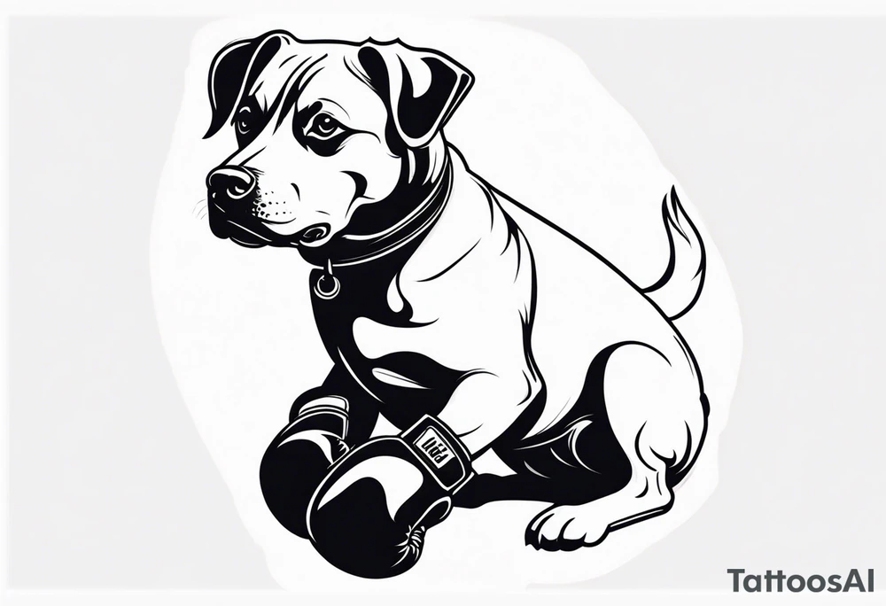 Dog wearing boxing gloves tattoo idea