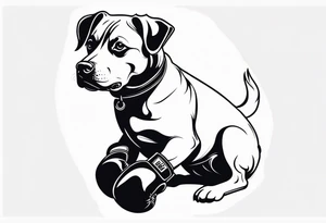 Dog wearing boxing gloves tattoo idea
