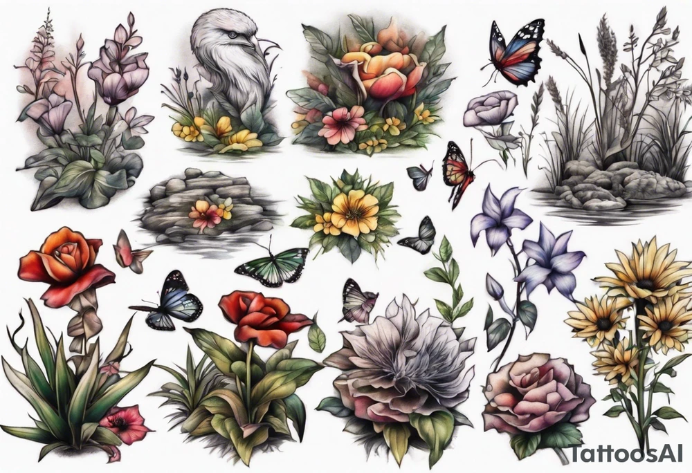 garden landscape tattoo idea