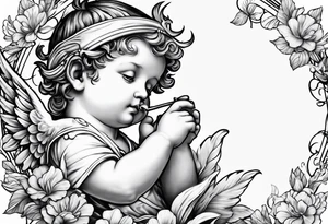 Cherub looking down tattoo idea