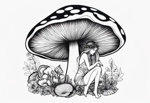 fairy on mushroom tattoo idea
