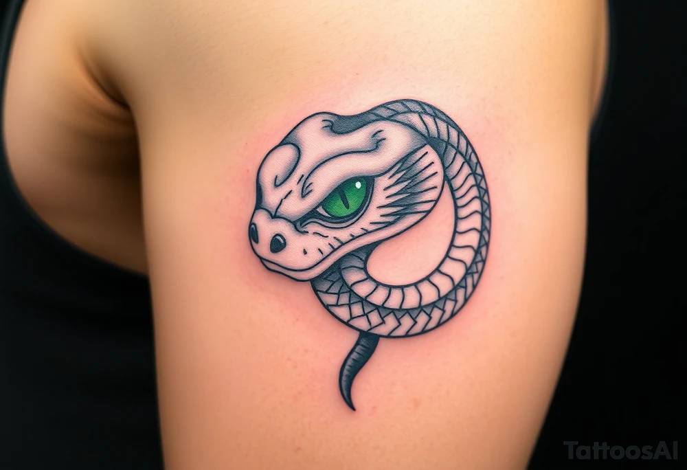 A Serpent with Emerald Green Eyes – Inspired by ancient Egyptian artwork, representing wisdom and transformation. tattoo idea