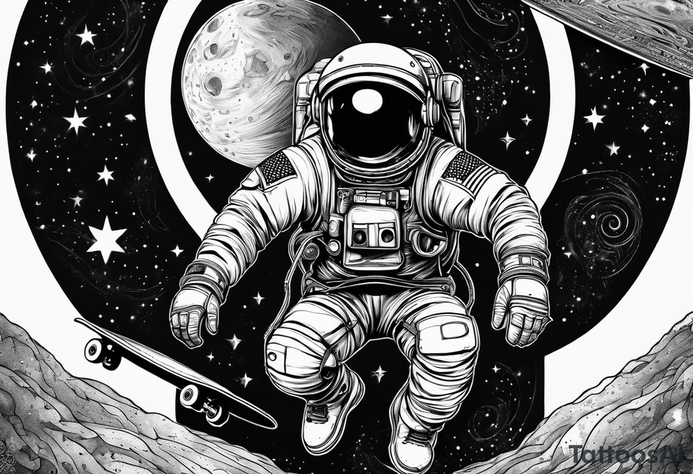 Astronaut mit skateboard tattoo idea