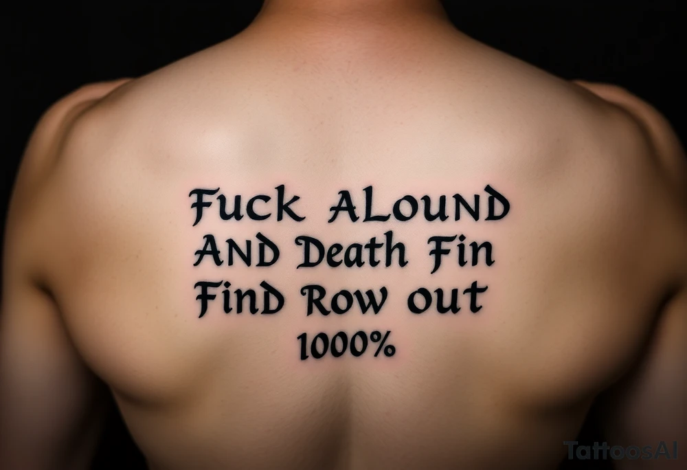 Fuck
     Around
           And          Death
                Find            Row  
                      Out      100% tattoo idea