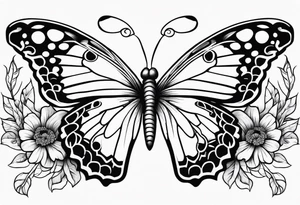 Small Butterfly with marigolds on a vine tattoo idea